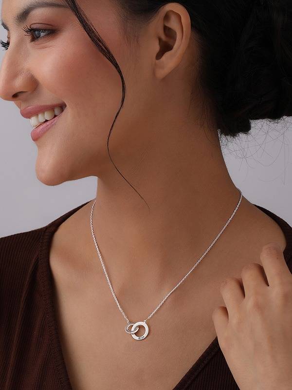 Personalized Interlocking Circle Message Necklace : CNK120SL