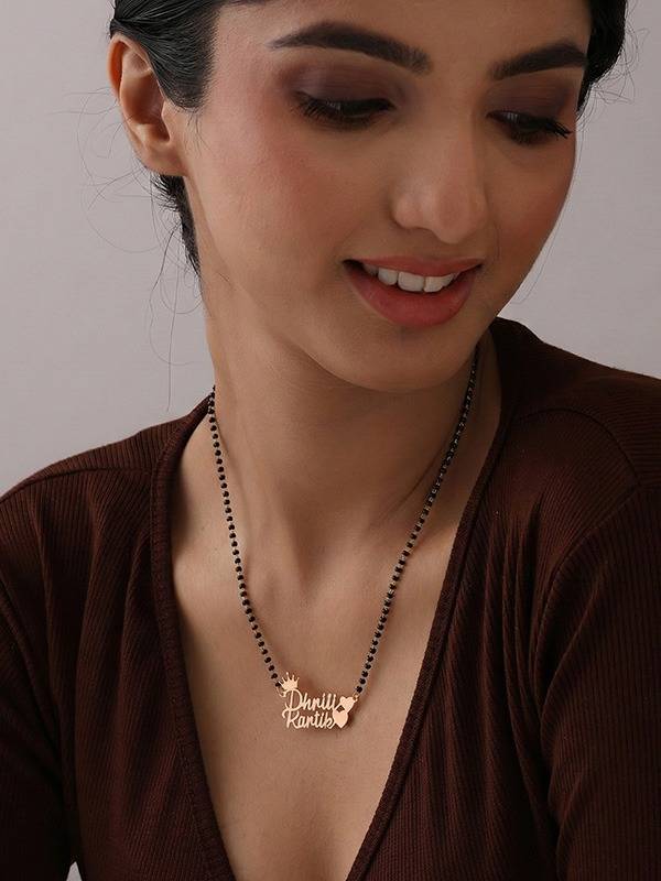 Personalized Rose-Gold Plated Couple Name Mangalsutra : CNK121RG-18