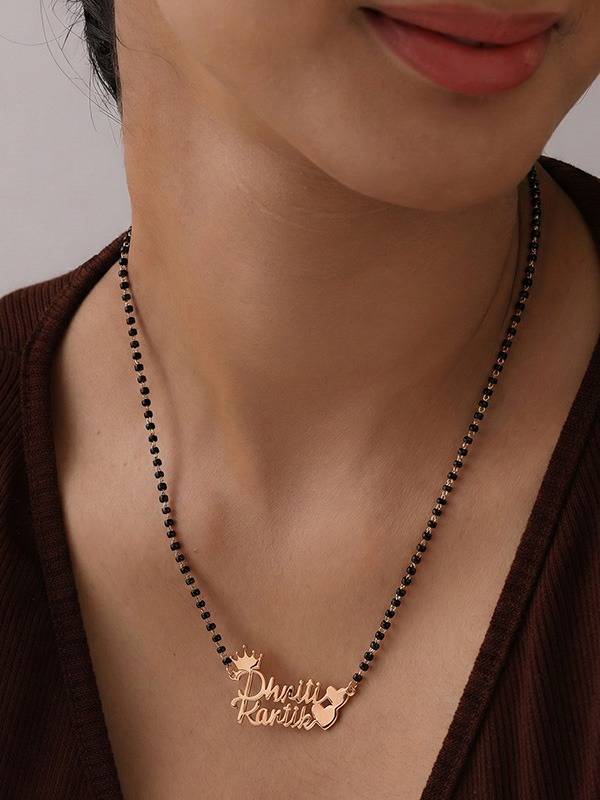 Personalized Rose-Gold Plated Couple Name Mangalsutra : CNK121RG-18