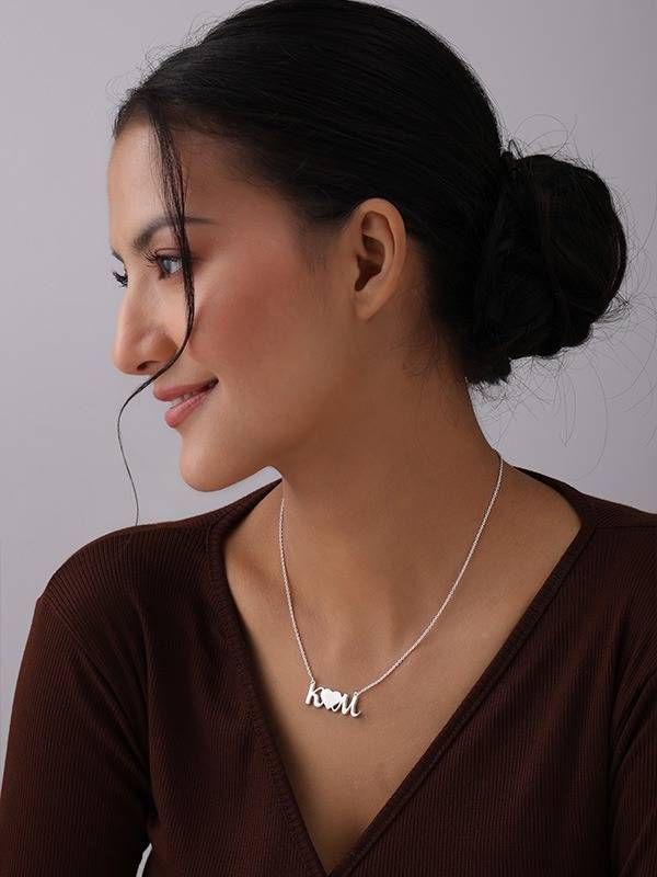 Personalized Couple Initial Heart Necklace : CNK31SL