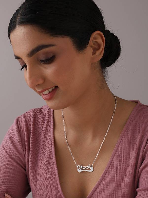 Personalized Name With Heart Accent Necklace : CNK32SL