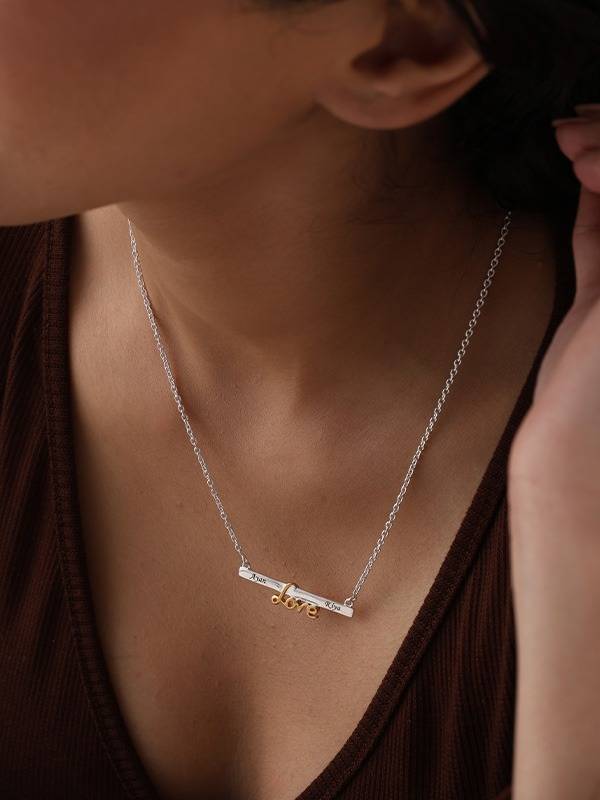 Personalized Initial Message Bar Necklace : CNK39FGSL