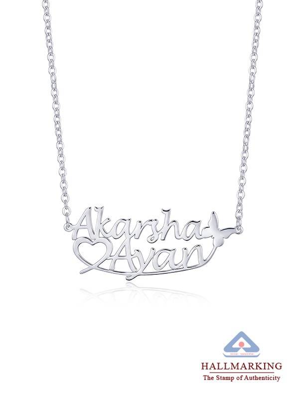 Personalized Butterfly Heart Couple Necklace : CNK77SL