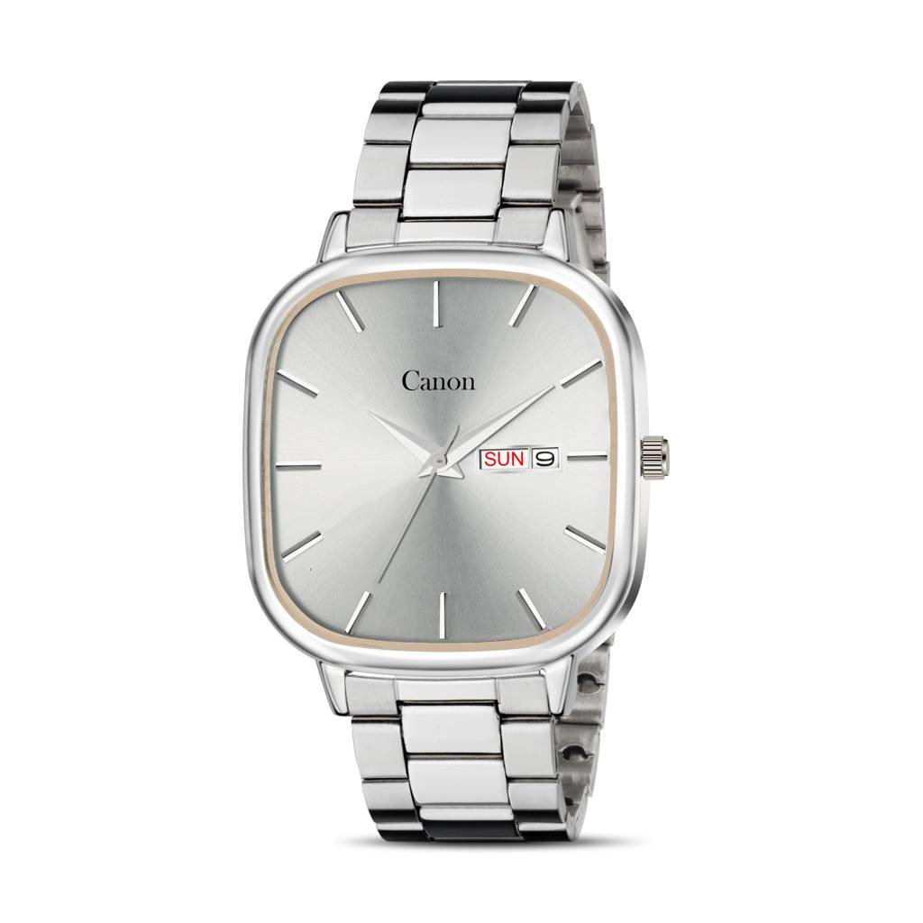 Lucid Silver Sunburst Soft-Square Watch For Men - 460 : CN-460