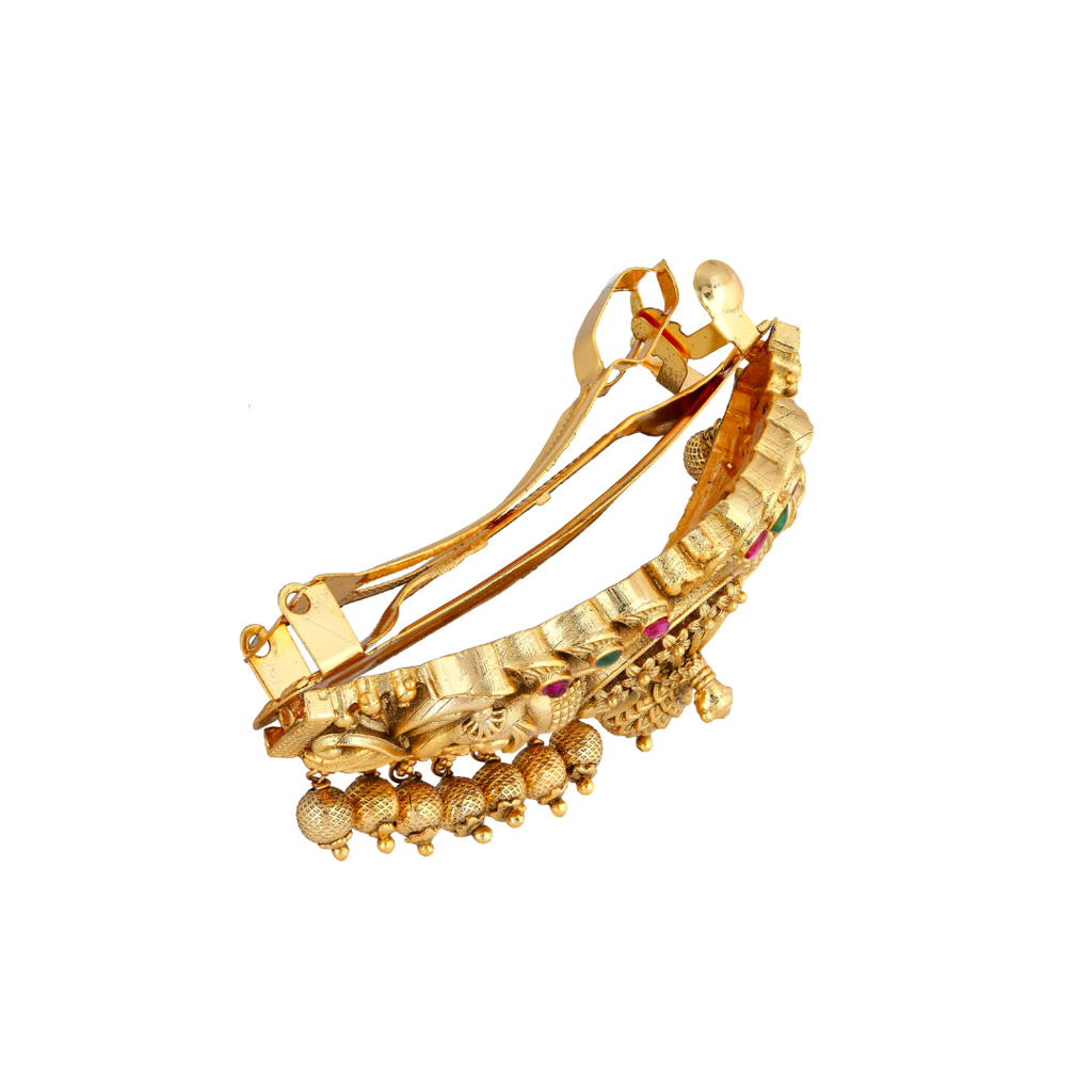 Divine Laxmi Temple Jewellery Hair Clip | Antique Gold Plated Traditional Design : V-1542
