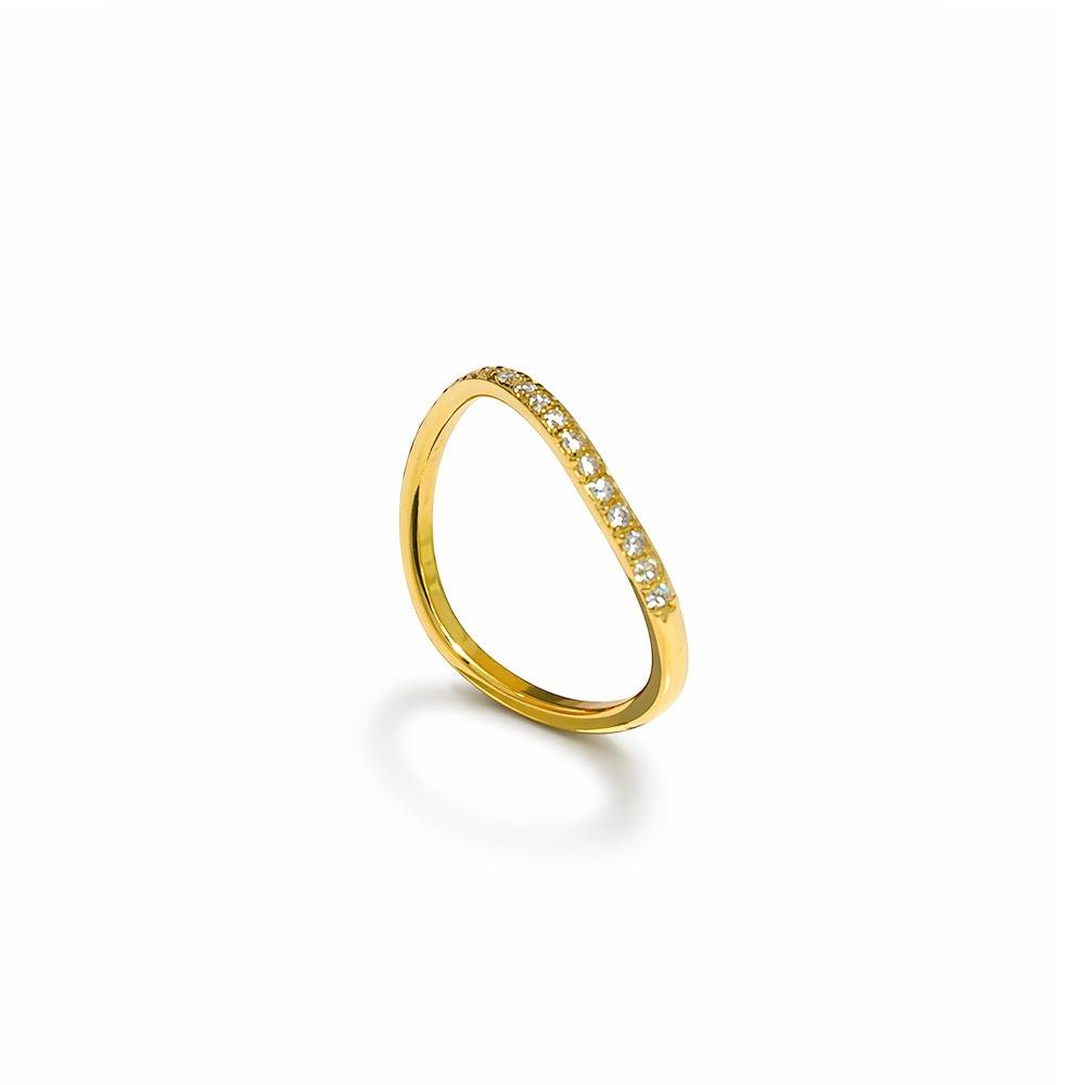 Women 18K Gold-Plated Cz Studded Minimalist Eternity Stacker Ring : 1011212