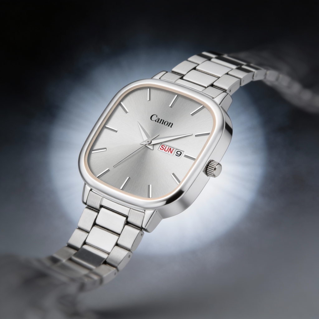 Lucid Silver Sunburst Soft-Square Watch For Men - 460 : CN-460