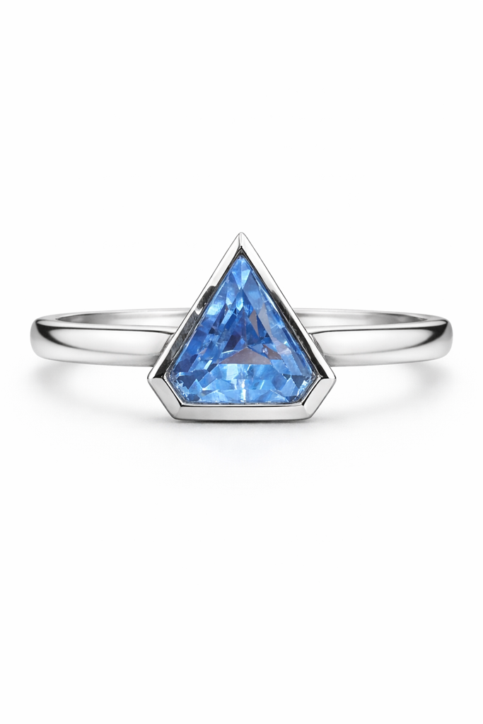 6.00 Ct Triangle Cut Aquamarine Engagement Ring For Women – 925 Sterling Silver Bezel Set Solitaire Ring | Marc : ONES-TNG-AQU