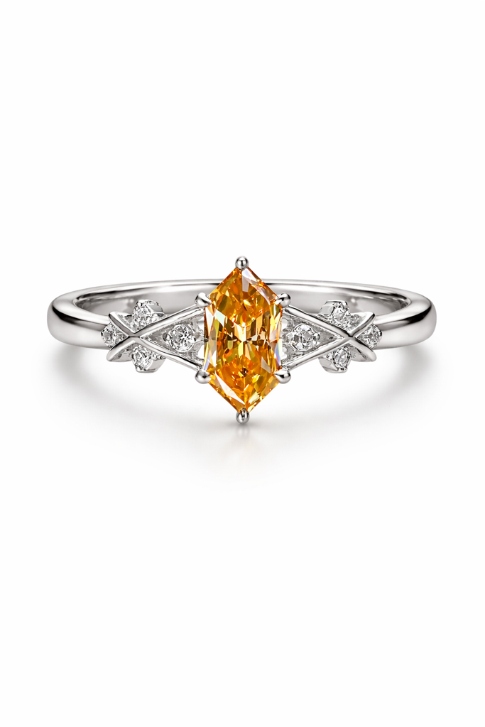 925 Sterling Silver Champagne Moissanite Marquise Engagement Ring For Women – Twig Design Proposal Ring | Luxur : ONES-CPG-MAQ