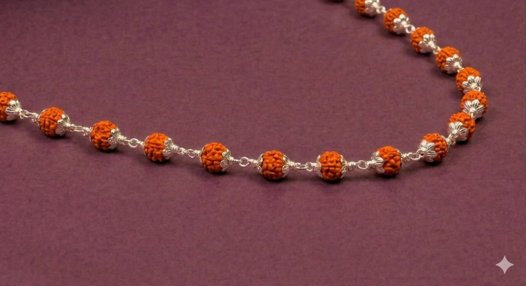 925 Sterling Silver Rudraksha Mala (5Mm Beads) | Ultra Minimal Natural Rudraksh Necklace For Men & Women | Pur : ZVR-5MM-RUDML
