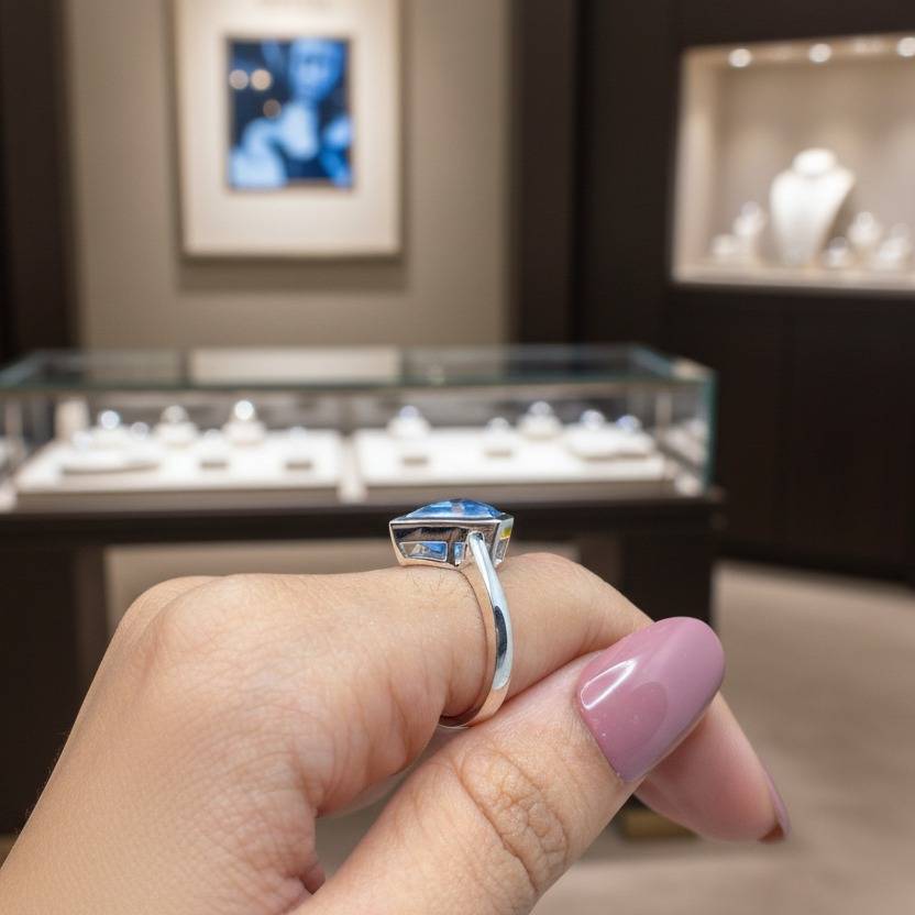 6.00 Ct Triangle Cut Aquamarine Engagement Ring For Women – 925 Sterling Silver Bezel Set Solitaire Ring | Marc : ONES-TNG-AQU