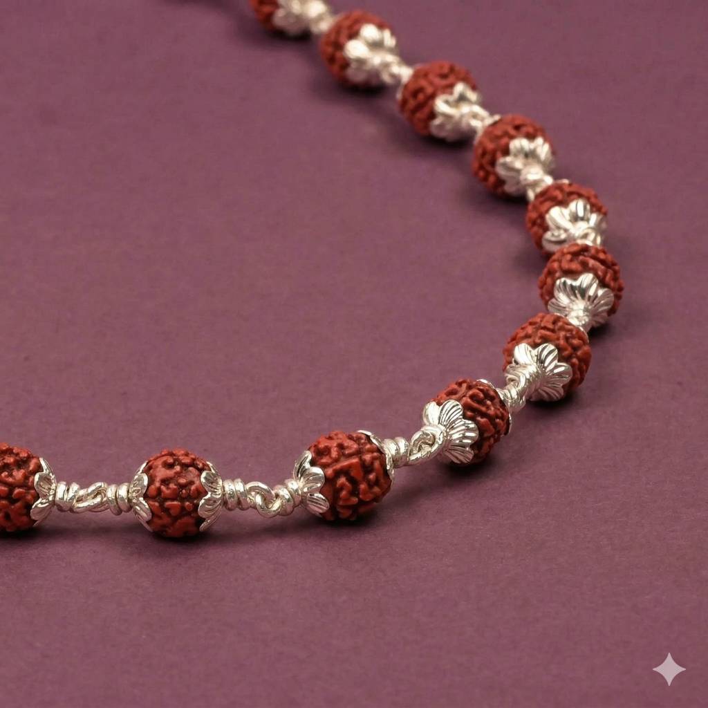 925 Sterling Silver Rudraksha Mala (6Mm Beads) | Natural Rudraksh Chain Necklace For Men & Women | Pure Chandi : ZVR-6MM-RUDML