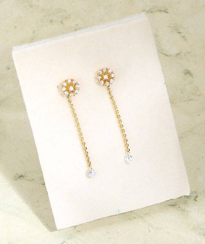 2 In 1 Pure Silver Tara Hanging Earring With Detachable Chain Drop : EC020