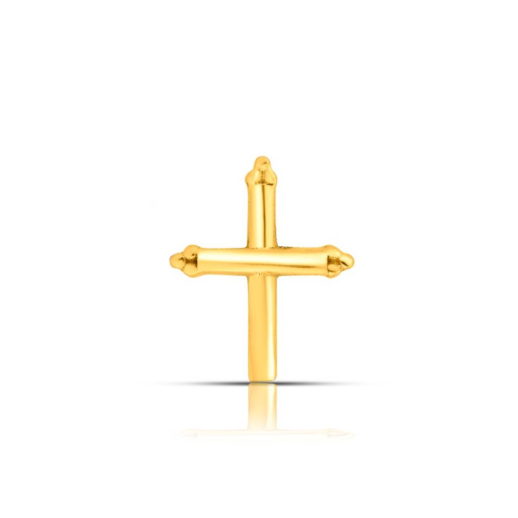 Yuvora 18K Yellow Gold Cross Axis Nose Pin For Women | Screw Back Closure | Bis Hallmarked | Pure Gold N : CPNP1002-HP-18YG-IS