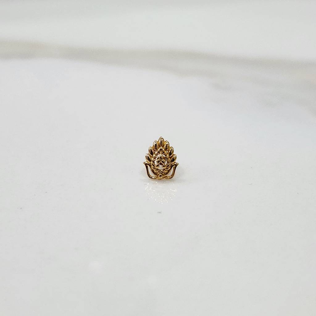 Yuvora 18K Yellow Gold Peacock Plume Nose Pin For Women | Screw Back Closure | Bis Hallmarked | Pure Gol : CPNP1010-HP-18YG-IS