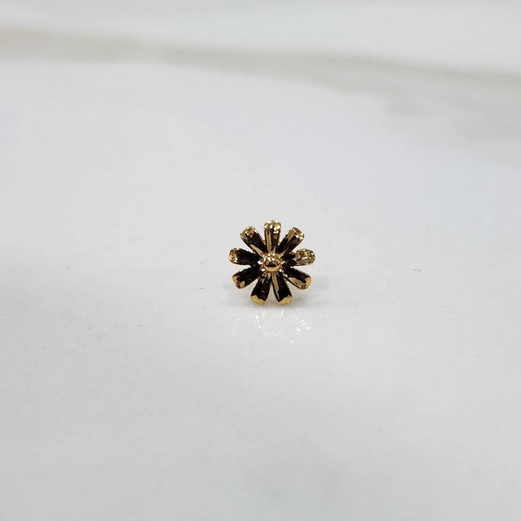 Yuvora 18K Yellow Gold Petal Radiance Nose Pin For Women | Screw Back Closure | Bis Hallmarked | Pure Go : CPNP1013-HP-18YG-IS