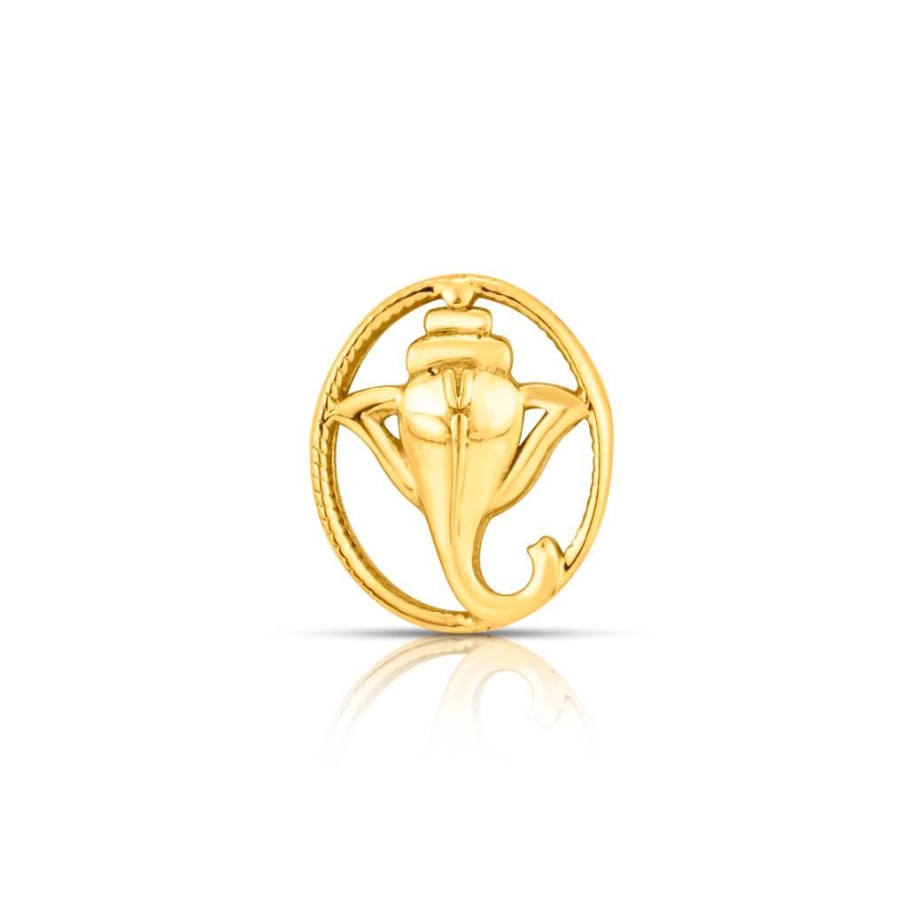 Yuvora 18K Yellow Gold Divine Trunk Nose Pin For Women | Screw Back Closure | Bis Hallmarked | Pure Gold : CPNP1023-HP-18YG-IS