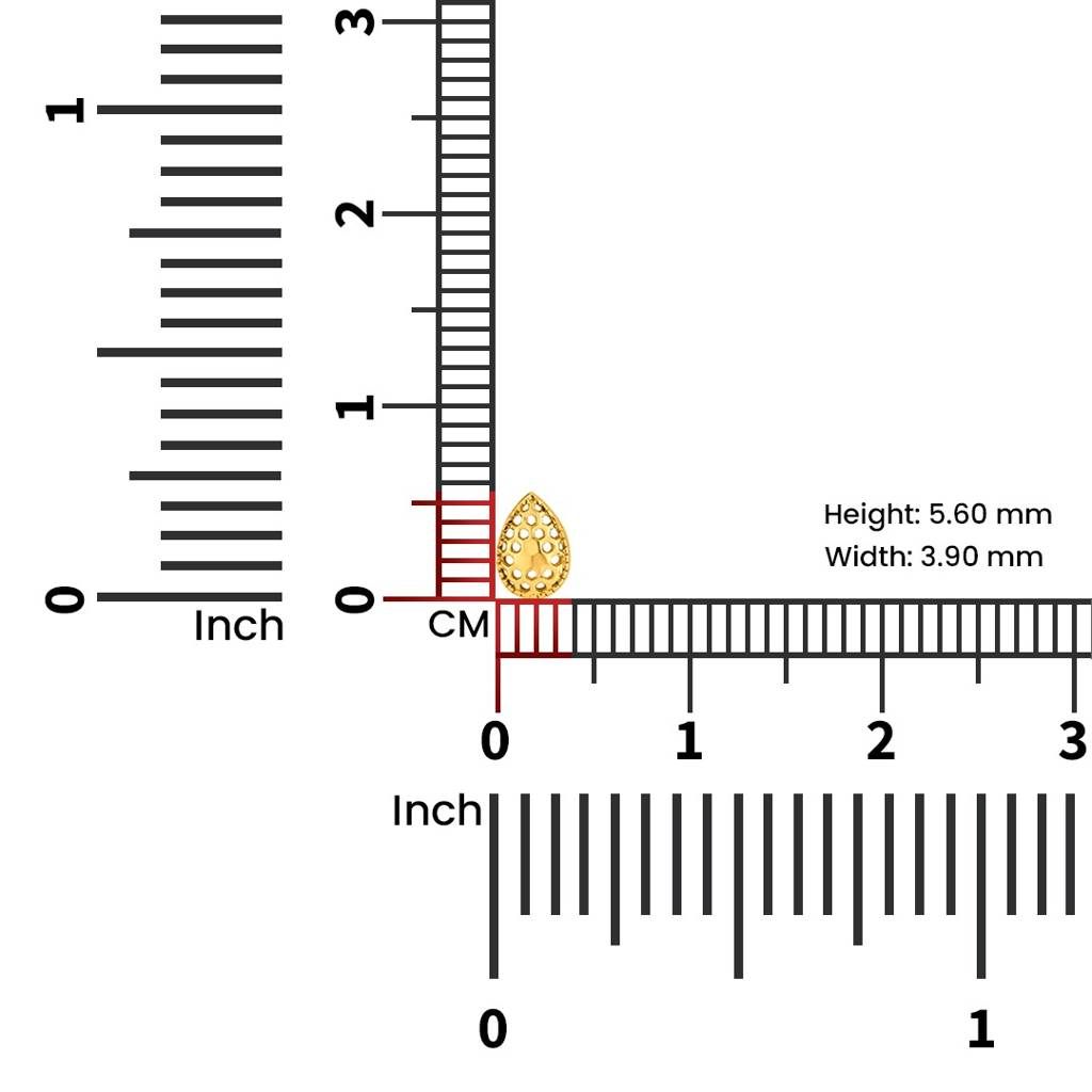 Yuvora 18K Yellow Gold Honeycomb Drop Nose Pin For Women | Screw Back Closure | Bis Hallmarked | Pure Go : CPNP1031-HP-18YG-IS