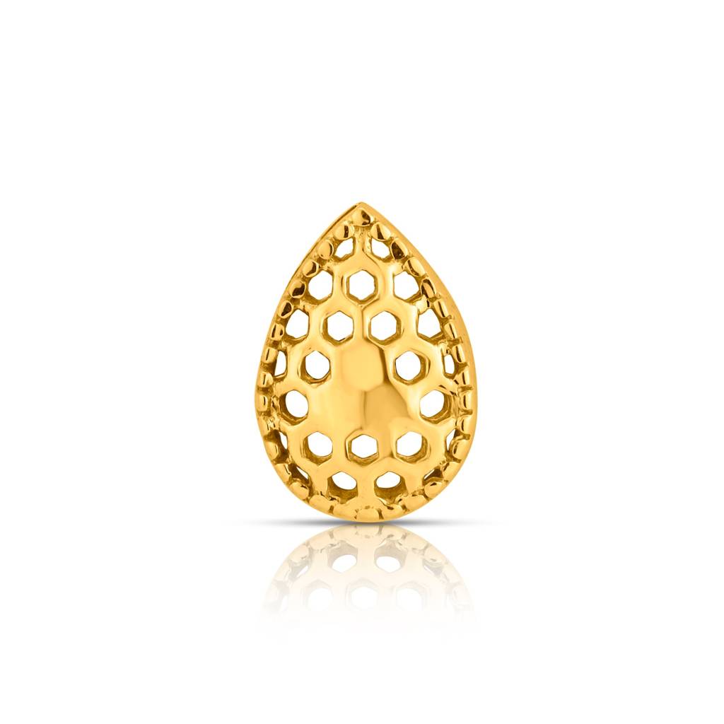 Yuvora 18K Yellow Gold Honeycomb Drop Nose Pin For Women | Screw Back Closure | Bis Hallmarked | Pure Go : CPNP1031-HP-18YG-IS