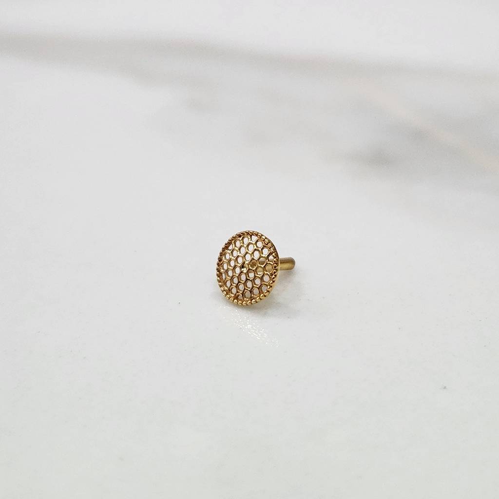 Yuvora 18K Yellow Gold Hexa Minimal Nose Pin For Women | Screw Back Closure | Bis Hallmarked | Pure Gold : CPNP1039-HP-18YG-IS