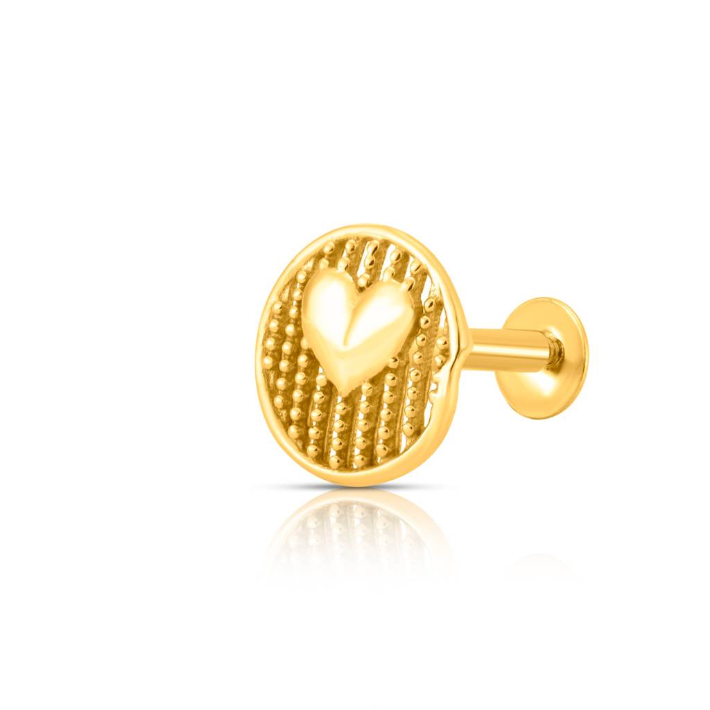Yuvora 18K Yellow Gold Honeycomb Heart Nose Pin For Women | Screw Back Closure | Bis Hallmarked | Pure G : CPNP1040-HP-18YG-IS