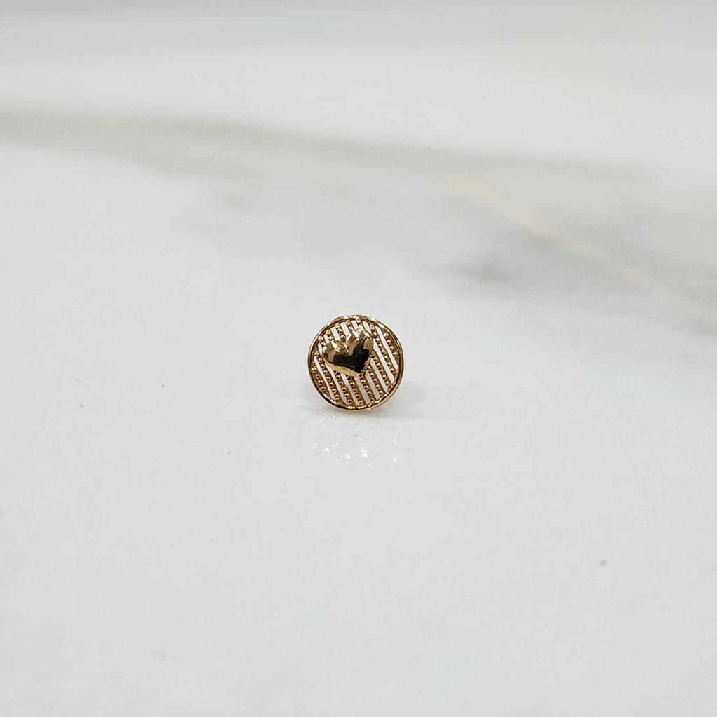 Yuvora 18K Yellow Gold Honeycomb Heart Nose Pin For Women | Screw Back Closure | Bis Hallmarked | Pure G : CPNP1040-HP-18YG-IS