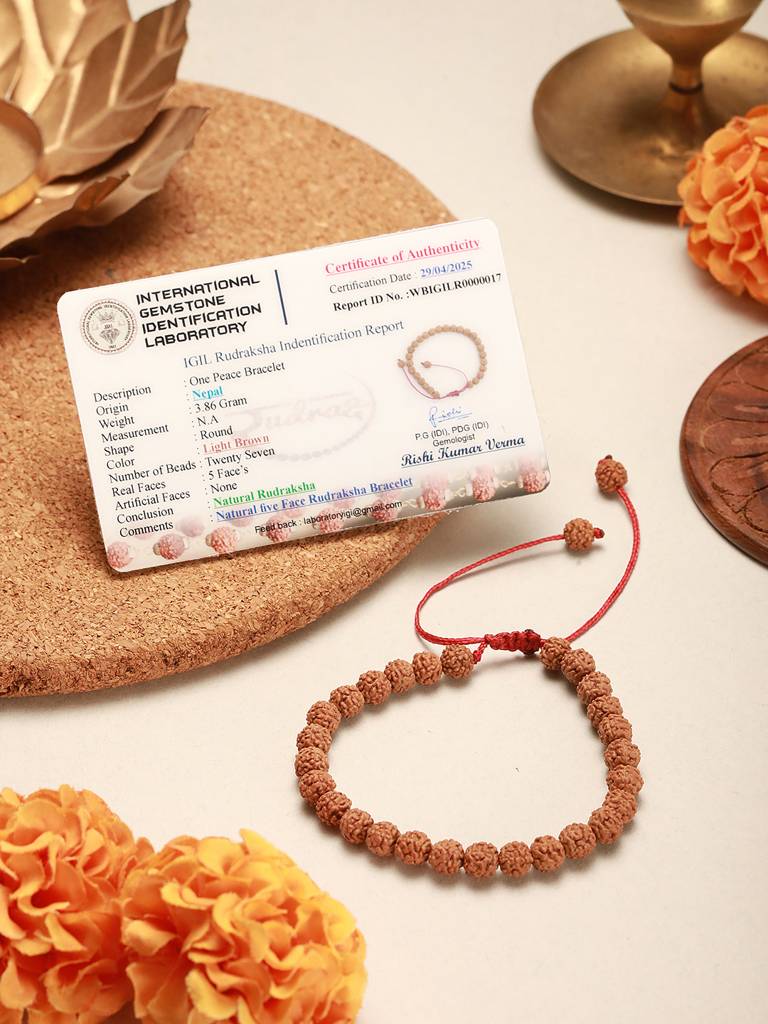 Authentic 5 Mukhi Rudraksha Bracelet With Adjustable Red Thread : STBR8203