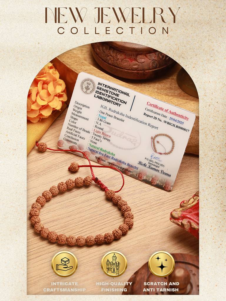 Authentic 5 Mukhi Rudraksha Bracelet With Adjustable Red Thread : STBR8203