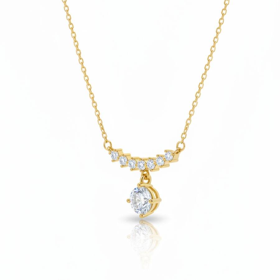 Crystal Ribbon 18K Gold Plated Necklace For Women | Elegant Ribbon Pendant Jewellery : 3528445567