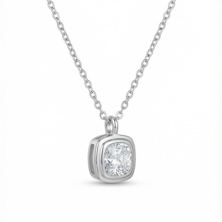 Square Diamond Necklace For Women | Crystal Pendant Jewellery : 1529070781
