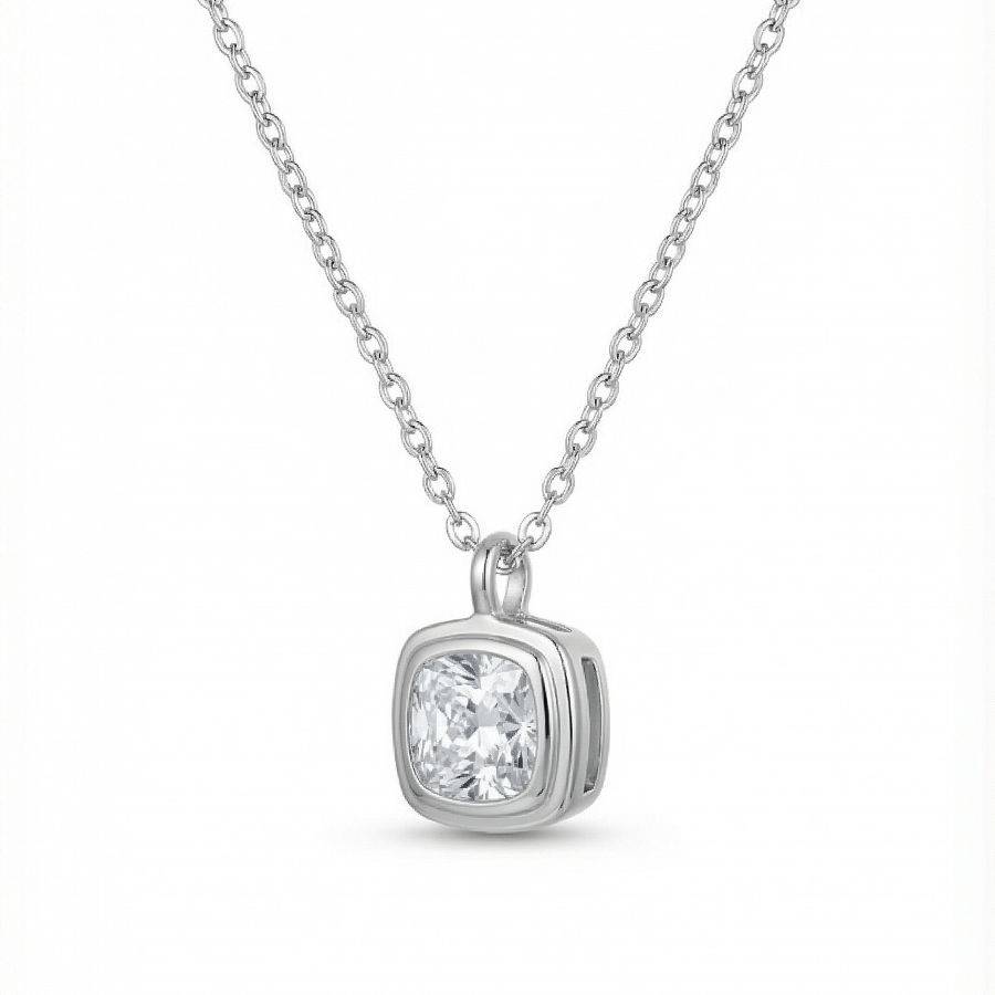 Square Diamond Necklace For Women | Crystal Pendant Jewellery : 1529070781