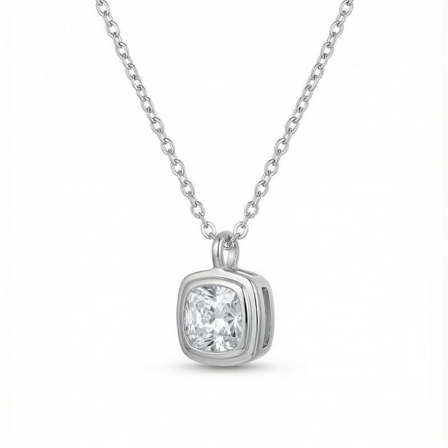 Square Diamond Necklace For Women | Crystal Pendant Jewellery : 1529070781