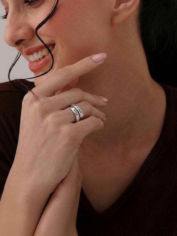 Personalized Double Name Bypass Ring : CRING14SL