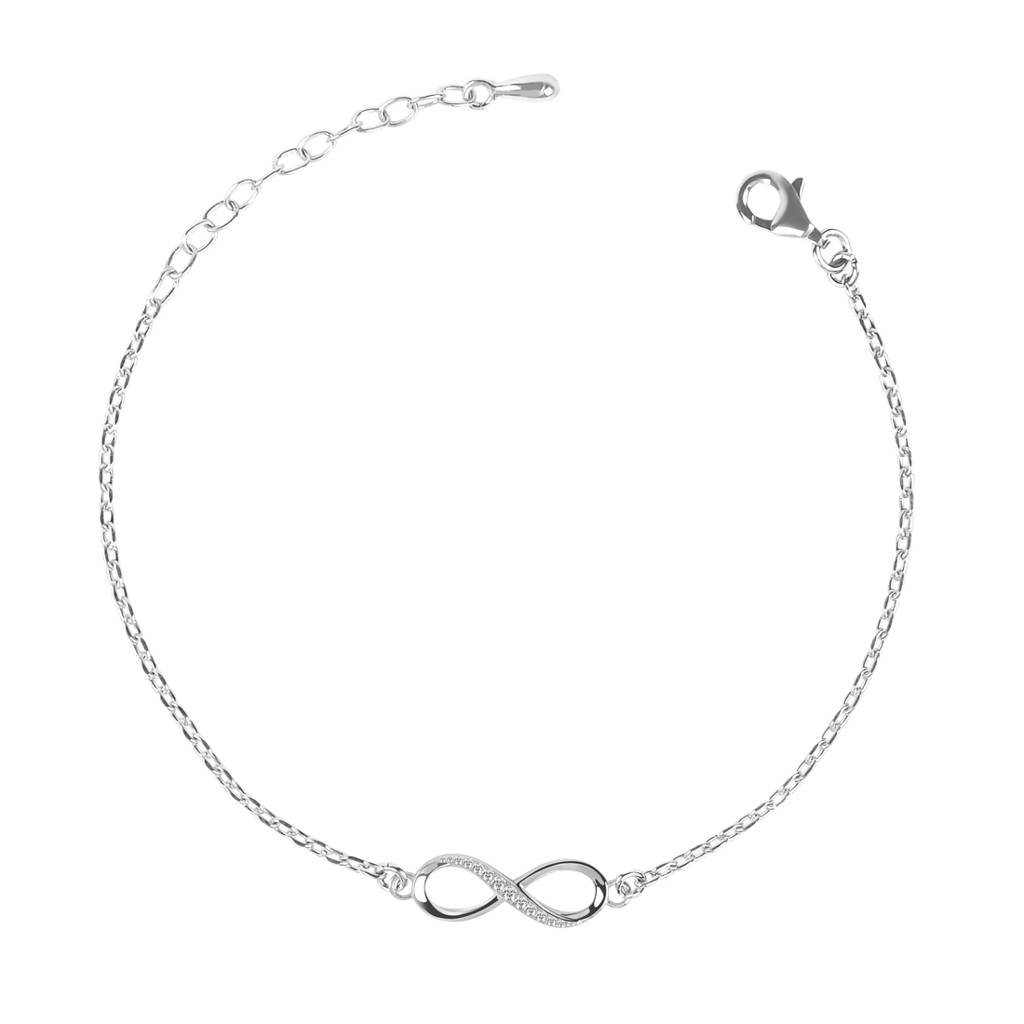 Clara 925 Sterling Silver Adjustable Rhodium Plated Infinity Swiss Zirconia Bracelet : CSBRF17_SCH