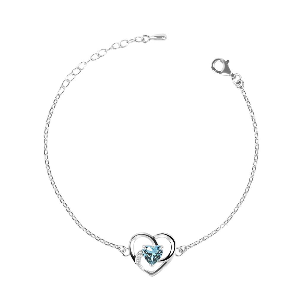 Clara 925 Sterling Silver Adjustable Rhodium Plated Heart Swiss Zirconia Bracelet : CSBRF19_SCH