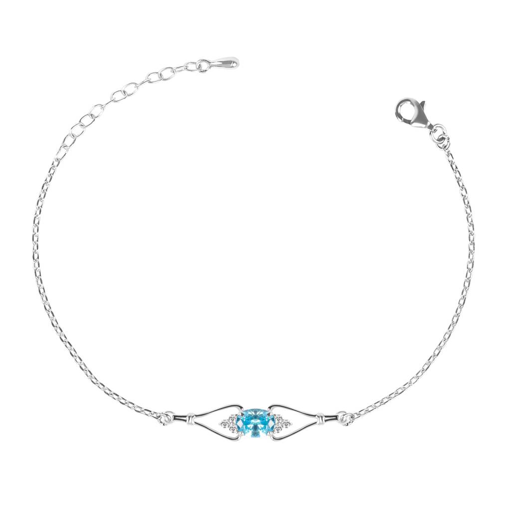 Clara 925 Sterling Silver Adjustable Rhodium Plated Topaz Swiss Zirconia Bracelet : CSBRF21_SCH