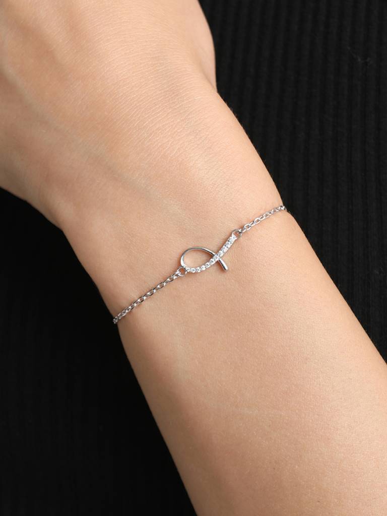 Clara 925 Sterling Silver Adjustable Rhodium Plated Lia Swiss Zirconia Bracelet : CSBRF23_SCH