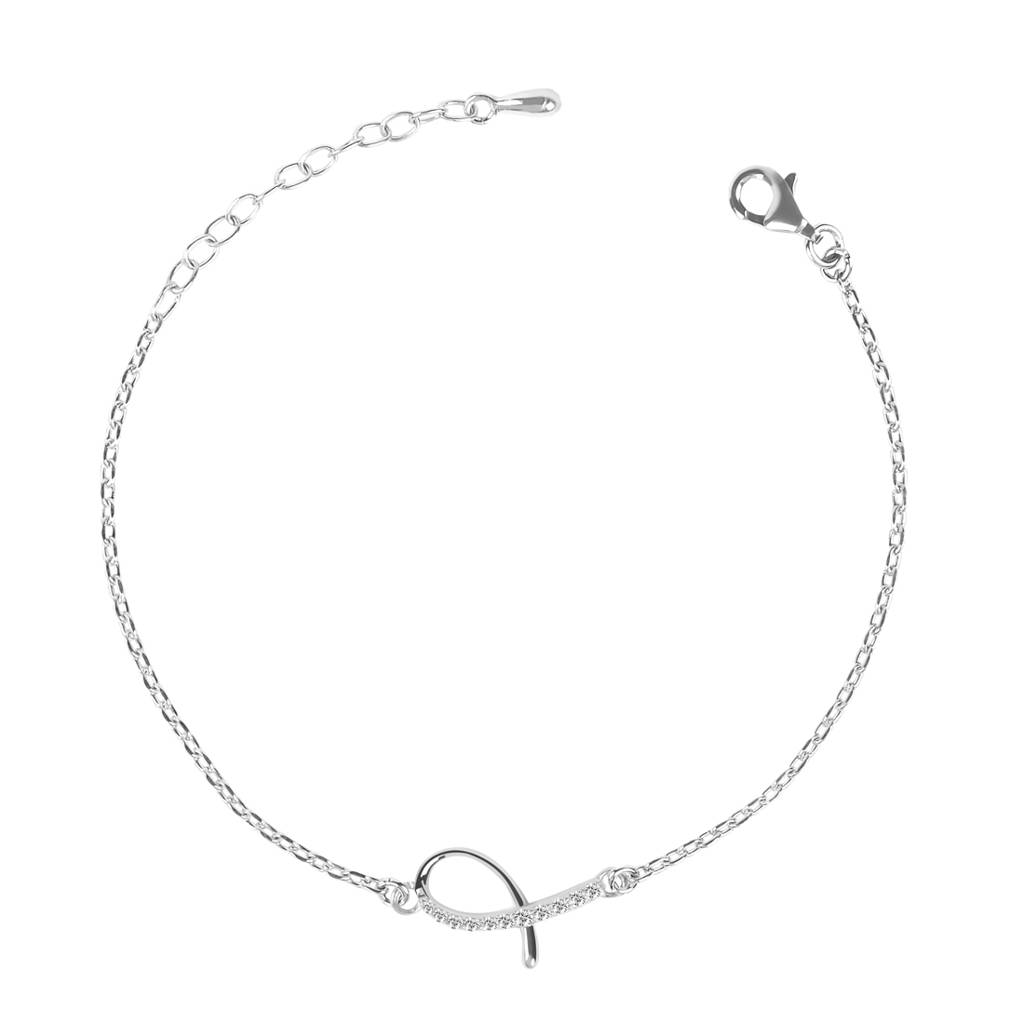 Clara 925 Sterling Silver Adjustable Rhodium Plated Lia Swiss Zirconia Bracelet : CSBRF23_SCH