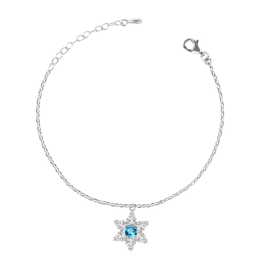 Clara 925 Sterling Silver Adjustable Rhodium Plated Snowflake Swiss Zirconia Bracelet : CSBRF24_SCH