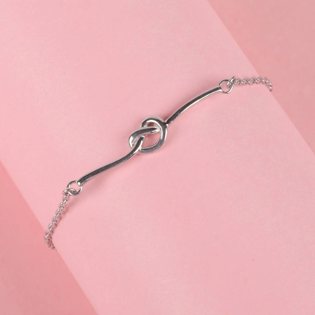 Clara 925 Sterling Silver Adjustable Rhodium Plated Knot Bracelet : CSBRF25_SCH