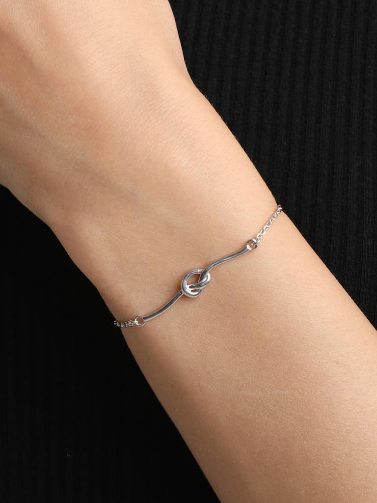 Clara 925 Sterling Silver Adjustable Rhodium Plated Knot Bracelet : CSBRF25_SCH
