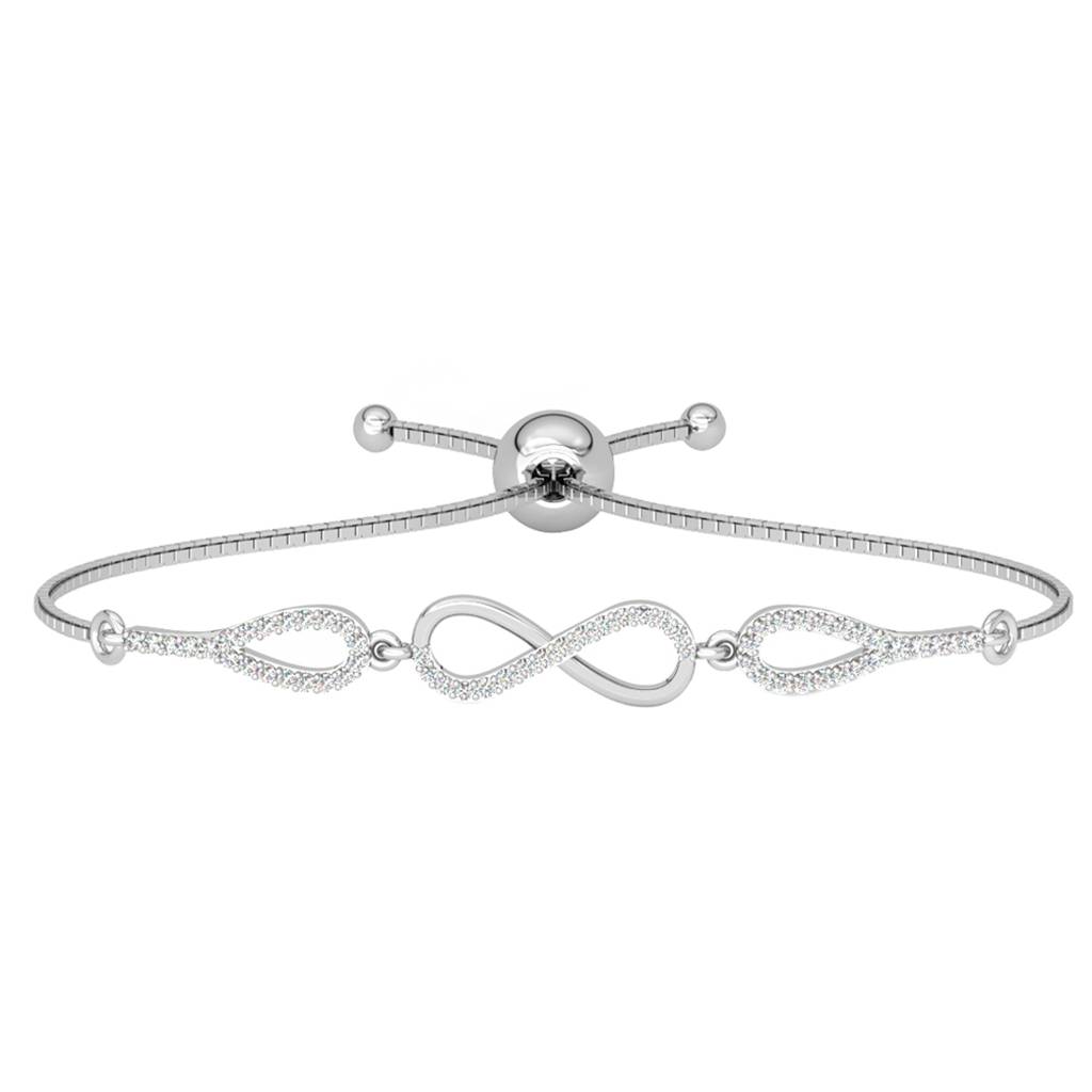 Clara 925 Pure Silver Adjustable Anti Tarnish Swiss Zirconia Stone Infinity Hand Bracelet : CSBRF33_SCH
