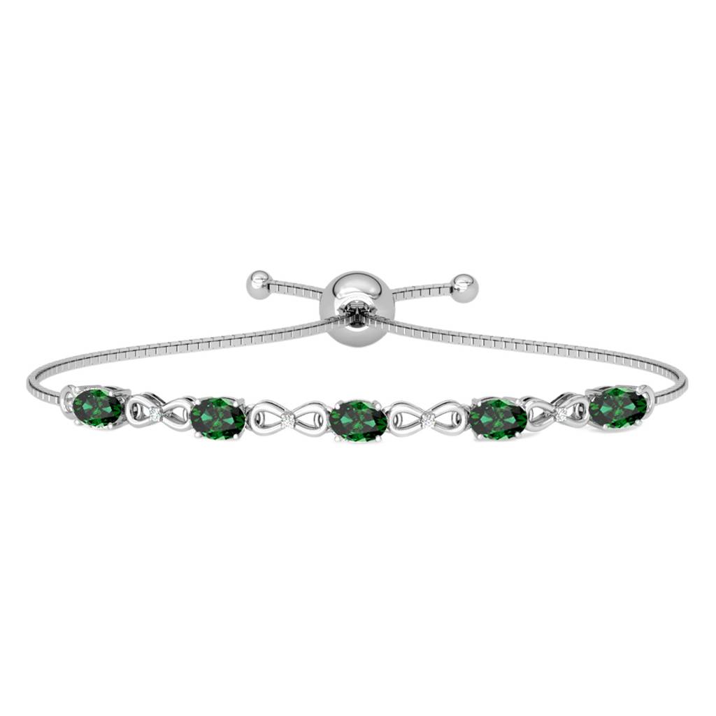 Clara 925 Pure Silver Adjustable Anti Tarnish Swiss Zirconia Green Infinity Hand Bracelet : CSBRF34_SCH