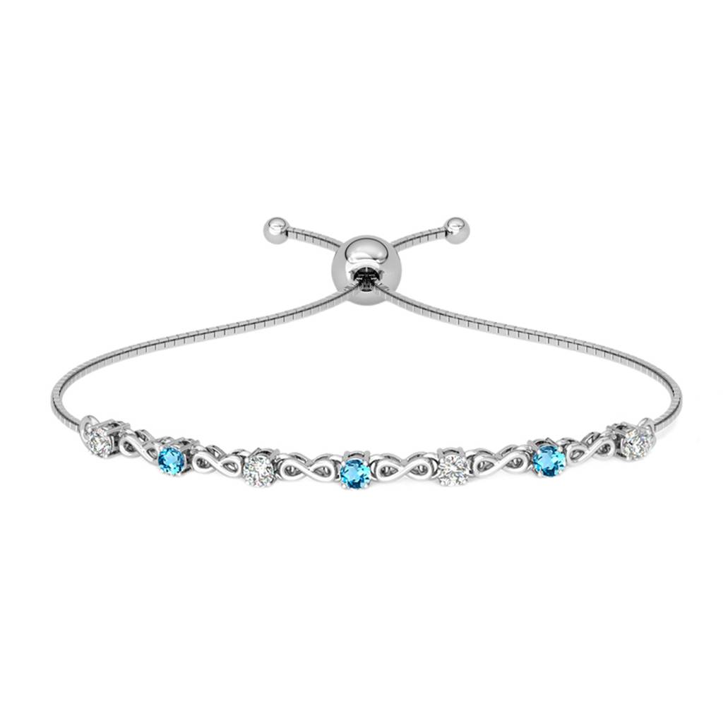 Clara 925 Pure Silver Adjustable Anti Tarnish Swiss Zirconia Blue Infinity Hand Bracelet : CSBRF35_SCH