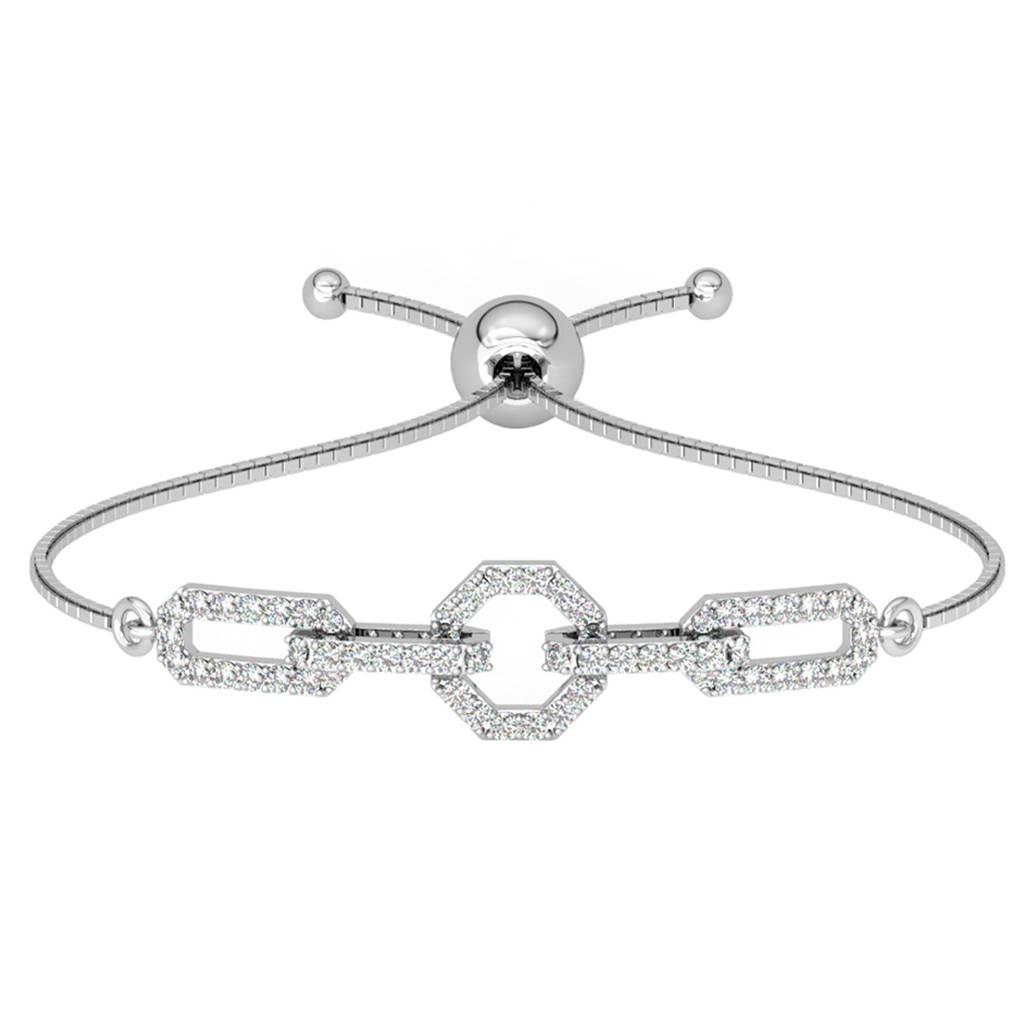 Clara 925 Pure Silver Adjustable Anti Tarnish Swiss Zirconia Designer Hand Bracelet : CSBRF36_SCH