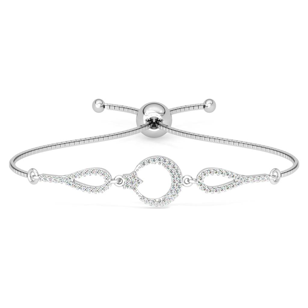 Clara 925 Pure Silver Adjustable Anti Tarnish Swiss Zirconia Stylish Hand Bracelet : CSBRF38_SCH