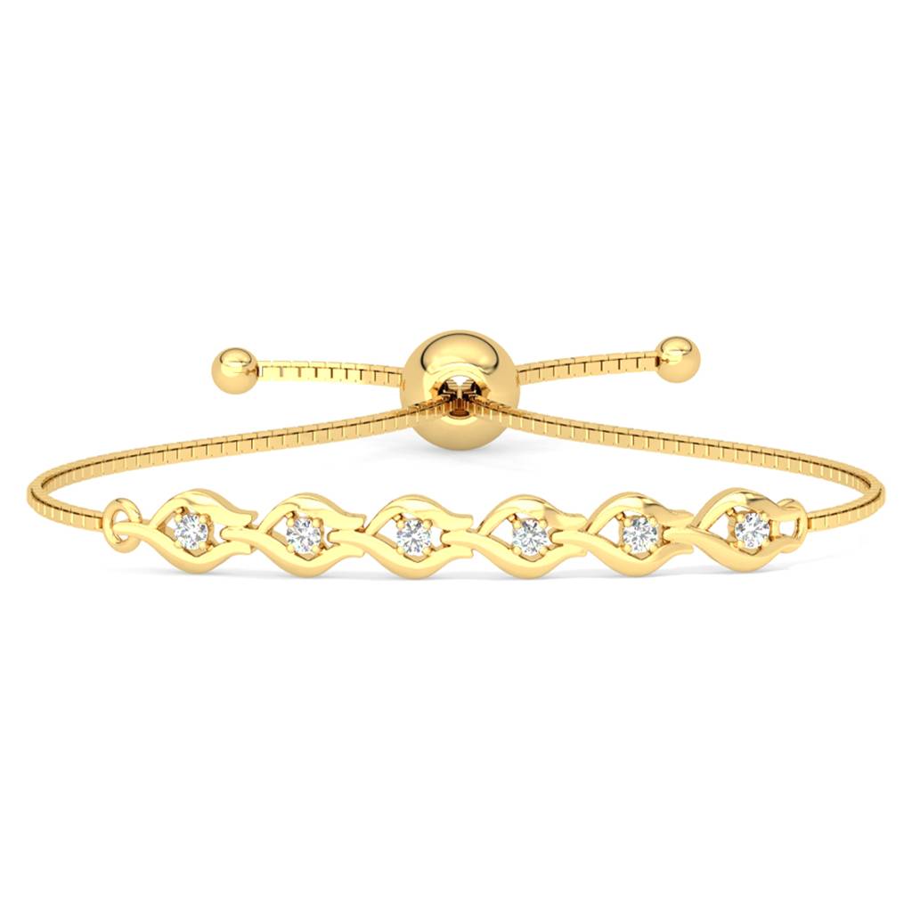 Clara 925 Pure Silver Adjustable Gold Plated Anti Tarnish Swiss Zirconia Interlock Hand Bracelet : CSBRF40_SCH