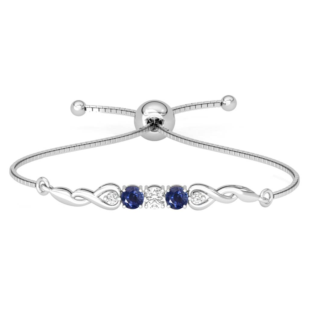 Clara 925 Pure Silver Adjustable Anti Tarnish Swiss Zirconia Classic Hand Bracelet : CSBRF42_SCH