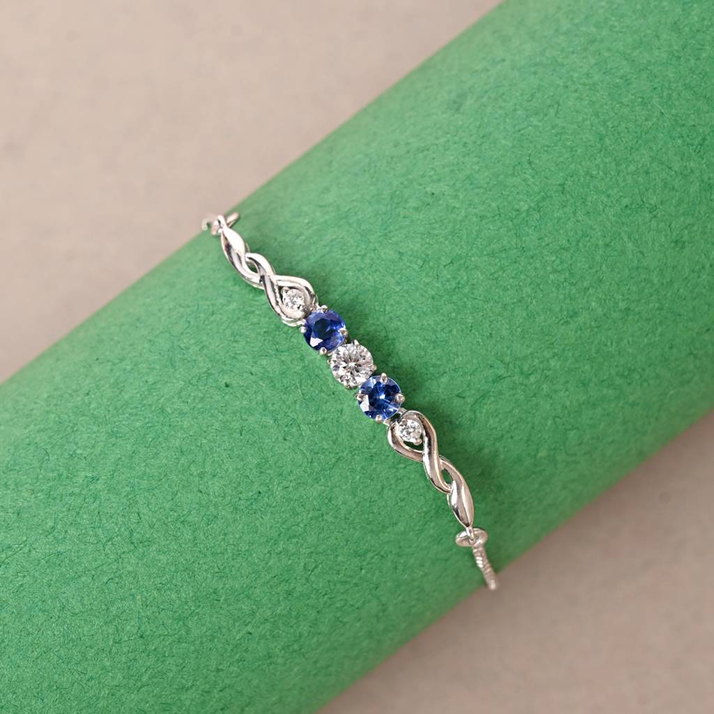 Clara 925 Pure Silver Adjustable Anti Tarnish Swiss Zirconia Classic Hand Bracelet : CSBRF42_SCH