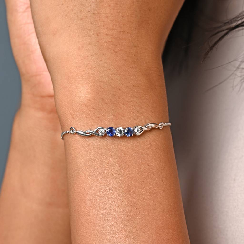 Clara 925 Pure Silver Adjustable Anti Tarnish Swiss Zirconia Classic Hand Bracelet : CSBRF42_SCH